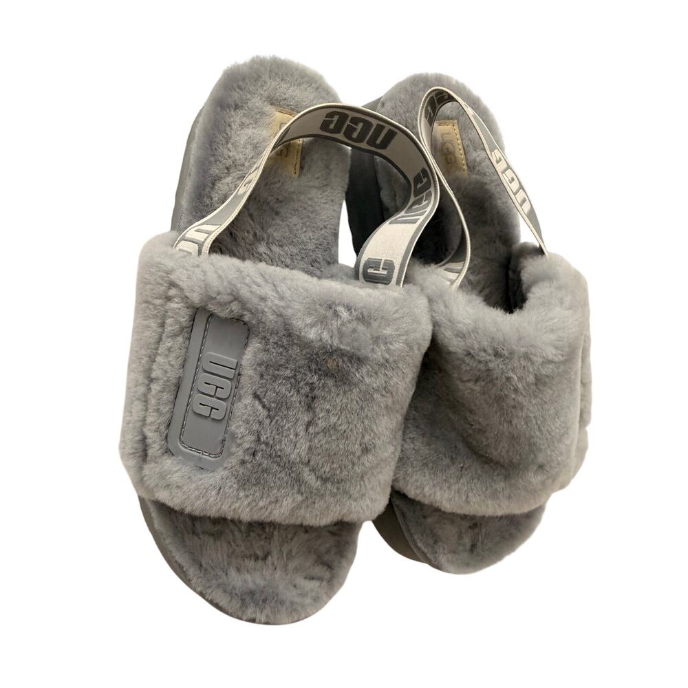UGG Gray Shearling Slingback Slides Sandals Women’s Size 9